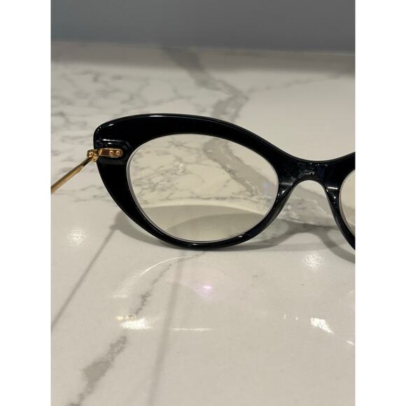 illesteva‎ Beth Black Cat Eye Gold Frame Glasses Made in Italy EUC
